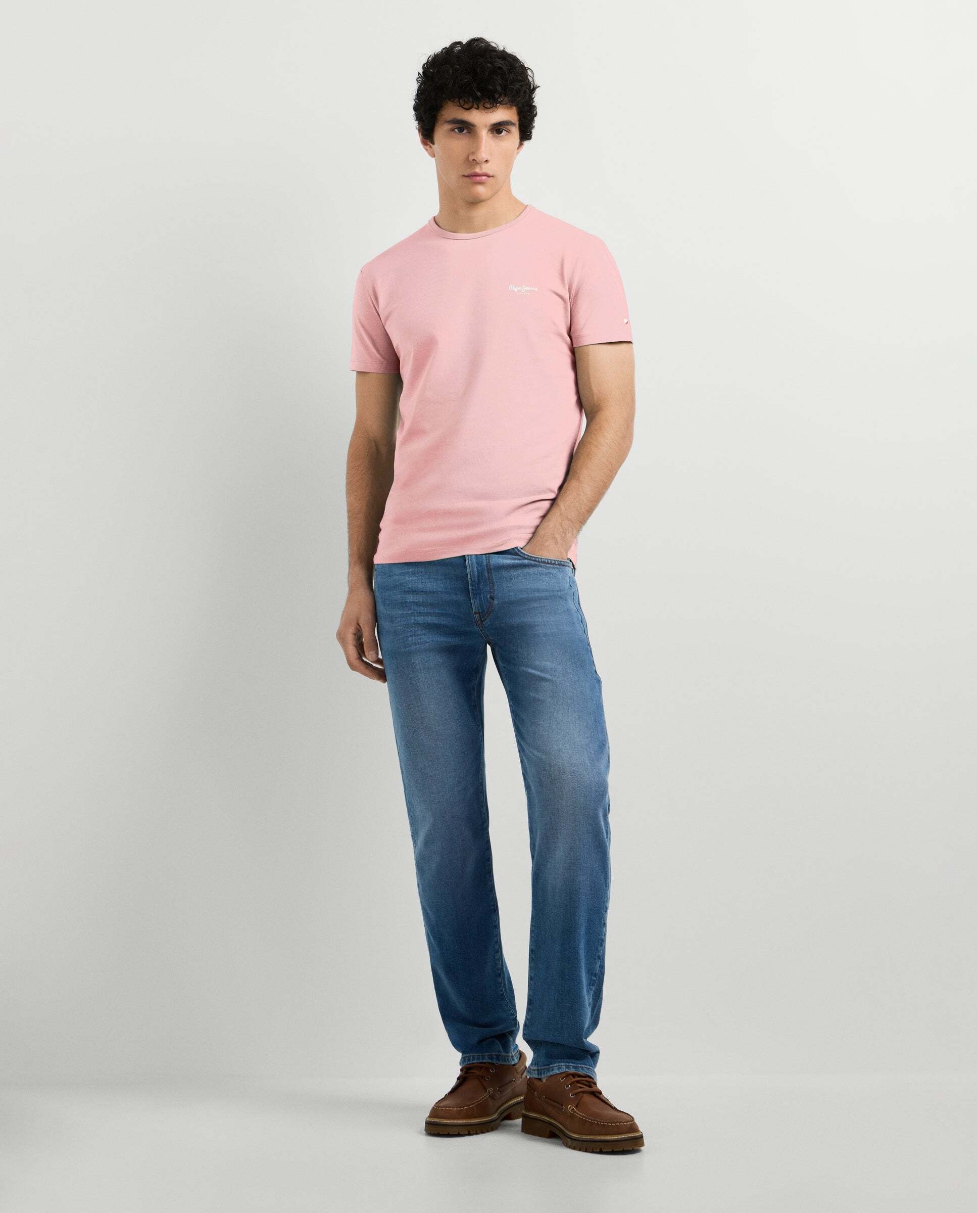 Camiseta de hombre ajustada con logotipo - Pepe Jeans - Rosa claro Rosa claro-2
