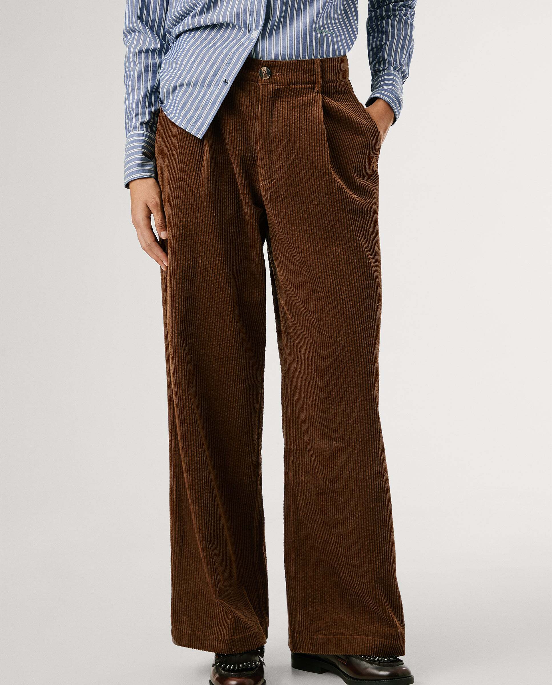 Pantalón de mujer de pana fit recto - Pepe Jeans - Marrón Marrón-1