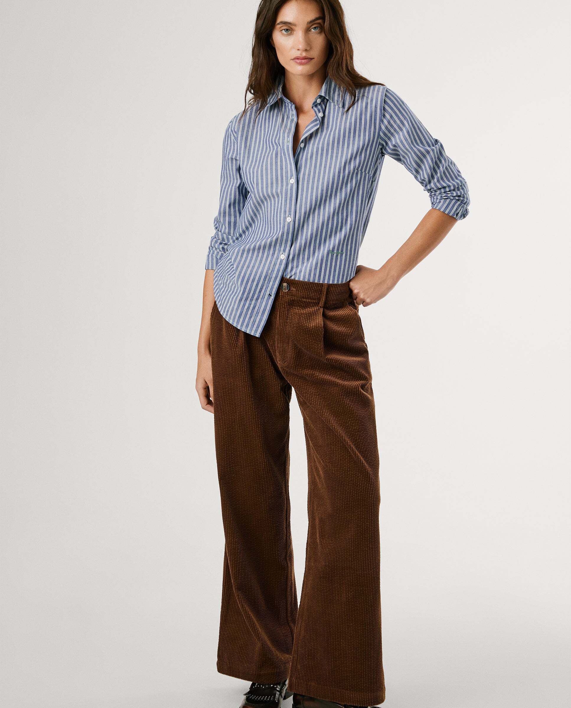 Pantalón de mujer de pana fit recto - Pepe Jeans - Marrón Marrón-3