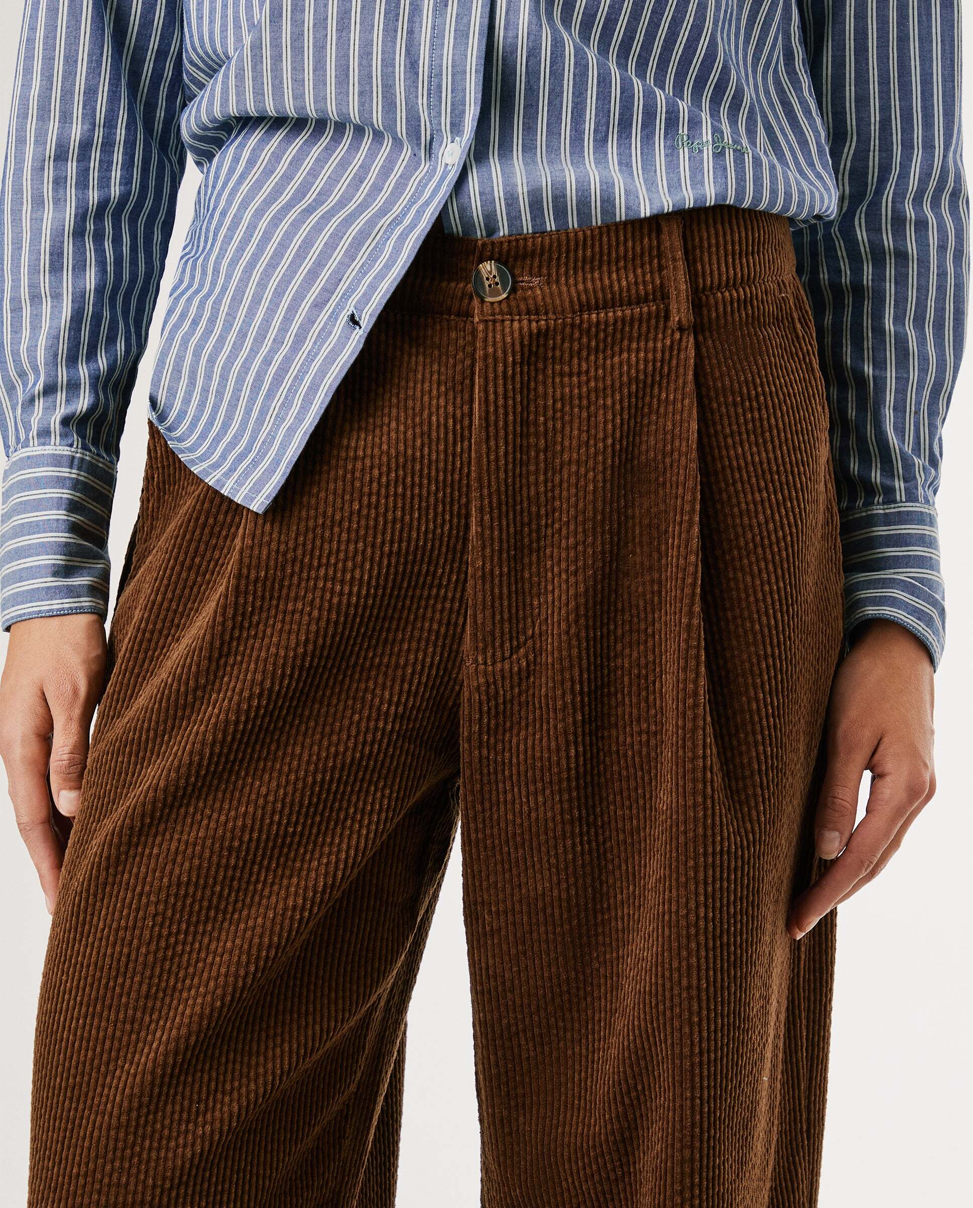 Pantalón de mujer de pana fit recto - Pepe Jeans - Marrón Marrón-5