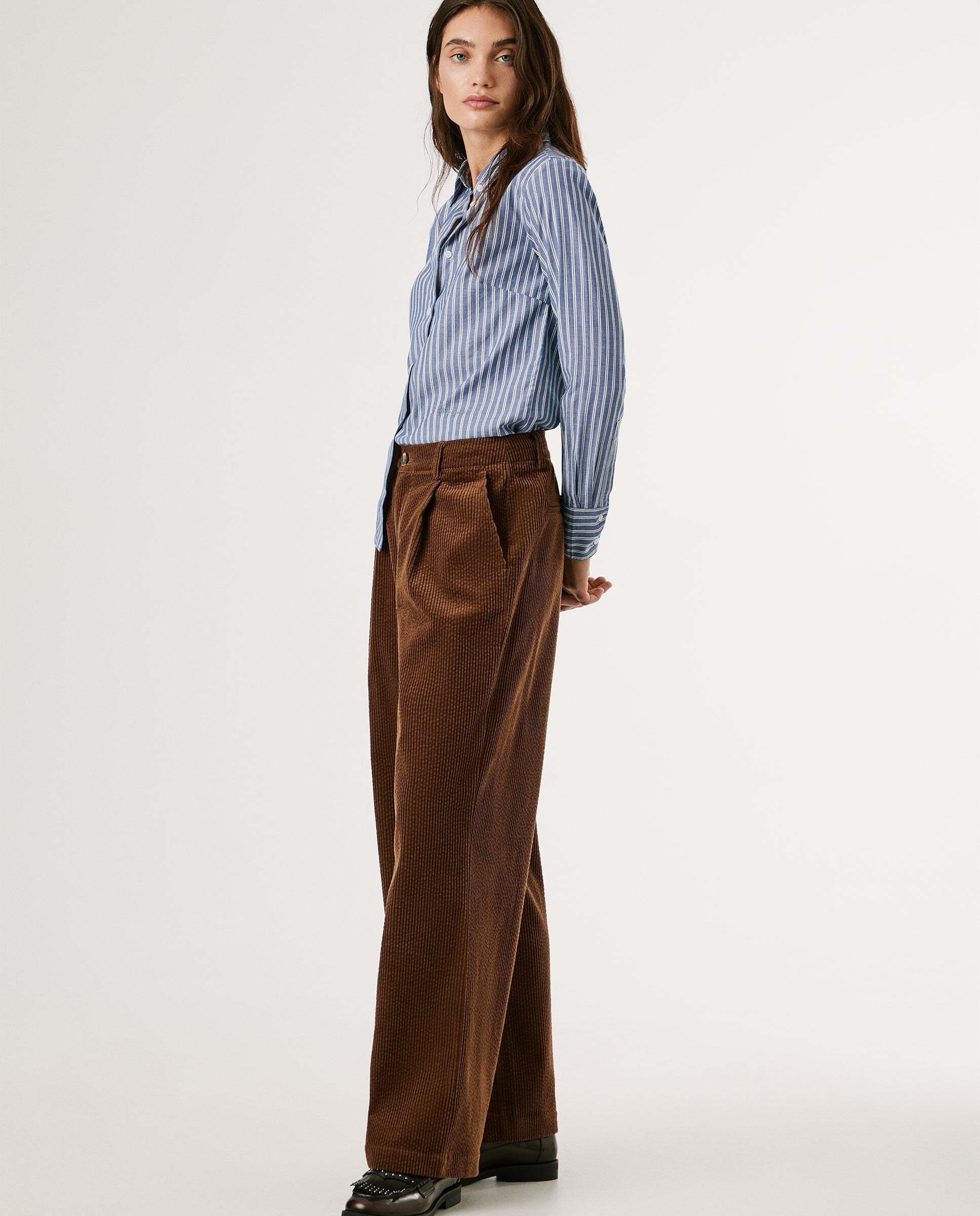 Pantalón de mujer de pana fit recto - Pepe Jeans - Marrón Marrón-7