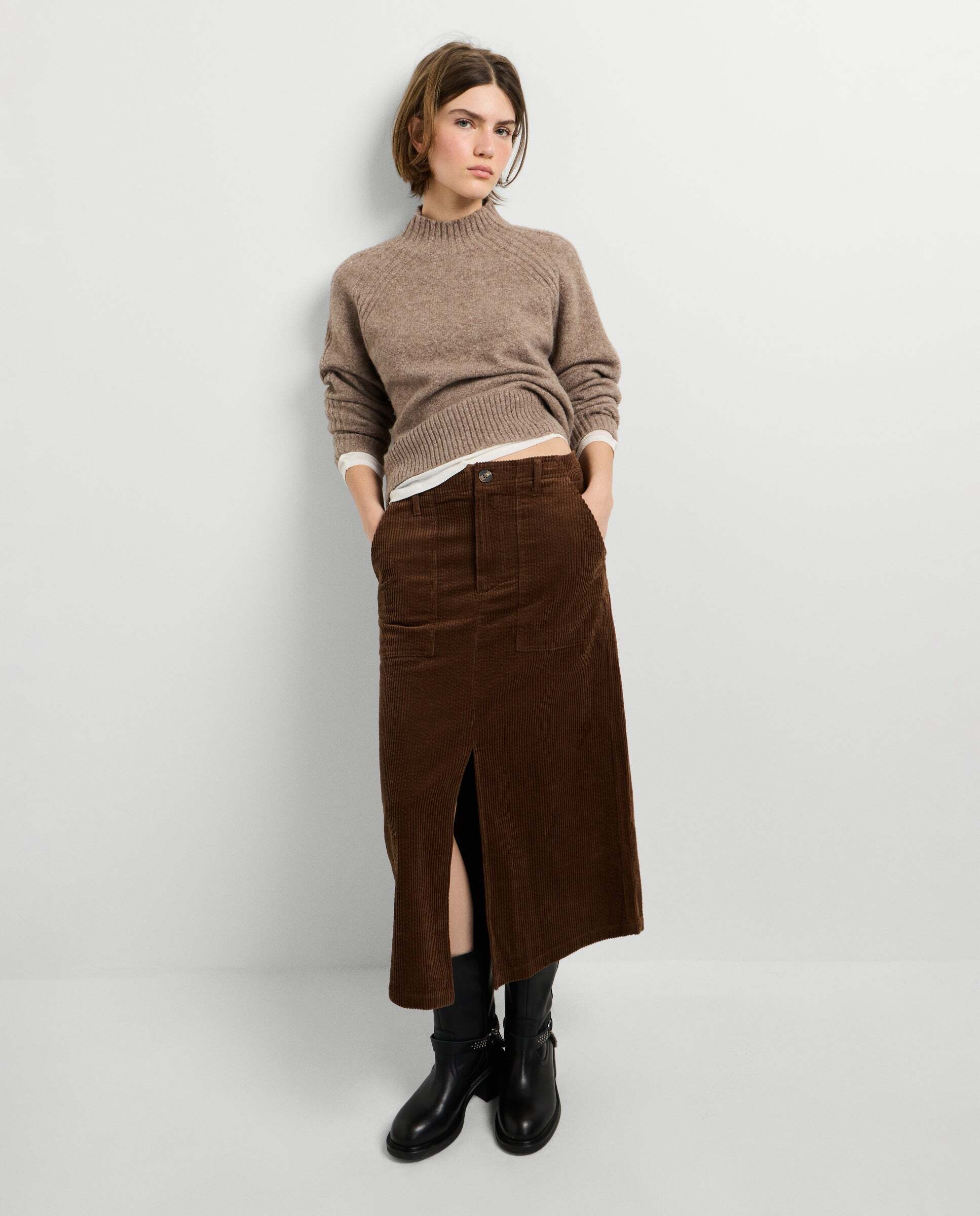 Falda de mujer midi de pana - Pepe Jeans - Marrón Marrón-2