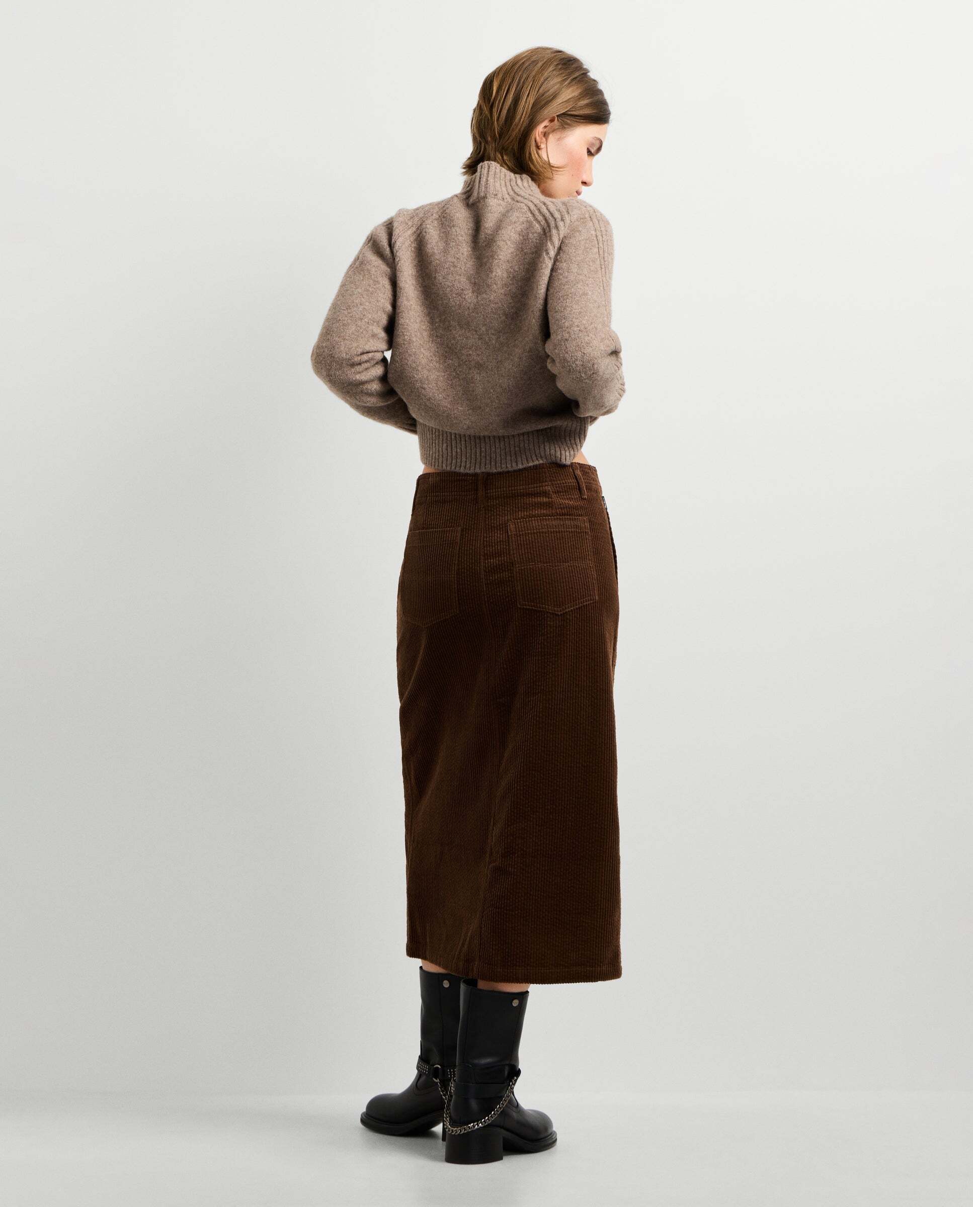 Falda de mujer midi de pana - Pepe Jeans - Marrón Marrón-3