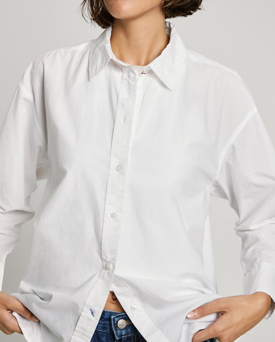 Camisa Oversize Blusa Popelin Mujer Camisa Oversize Popelin Logo