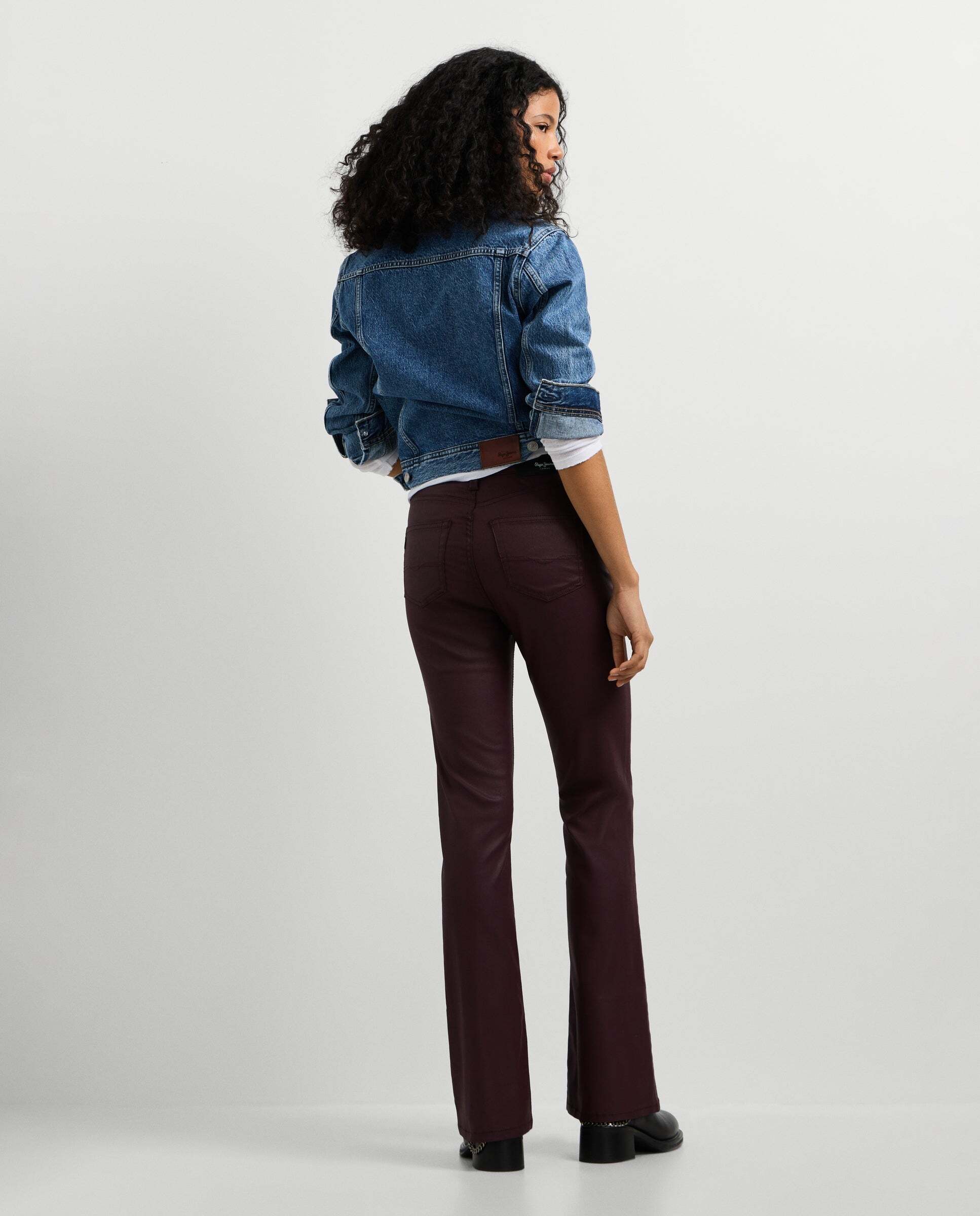 Vaquero de mujer fit flare tiro alto - Pepe Jeans - Burdeos Burdeos-3