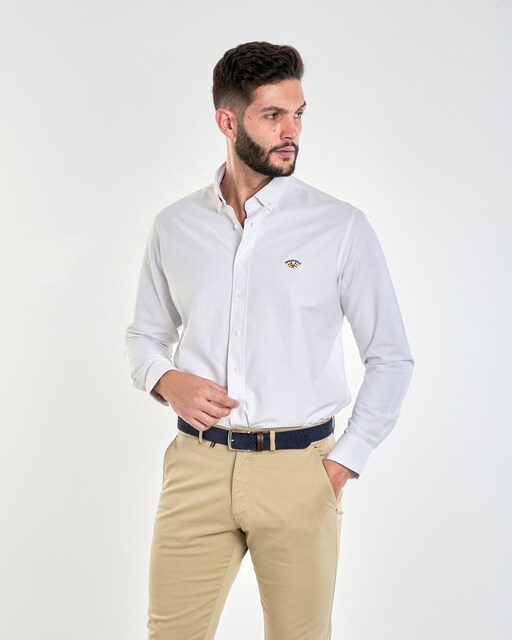 Imagen 0 de Camisa de hombre corte regular liso color blanco