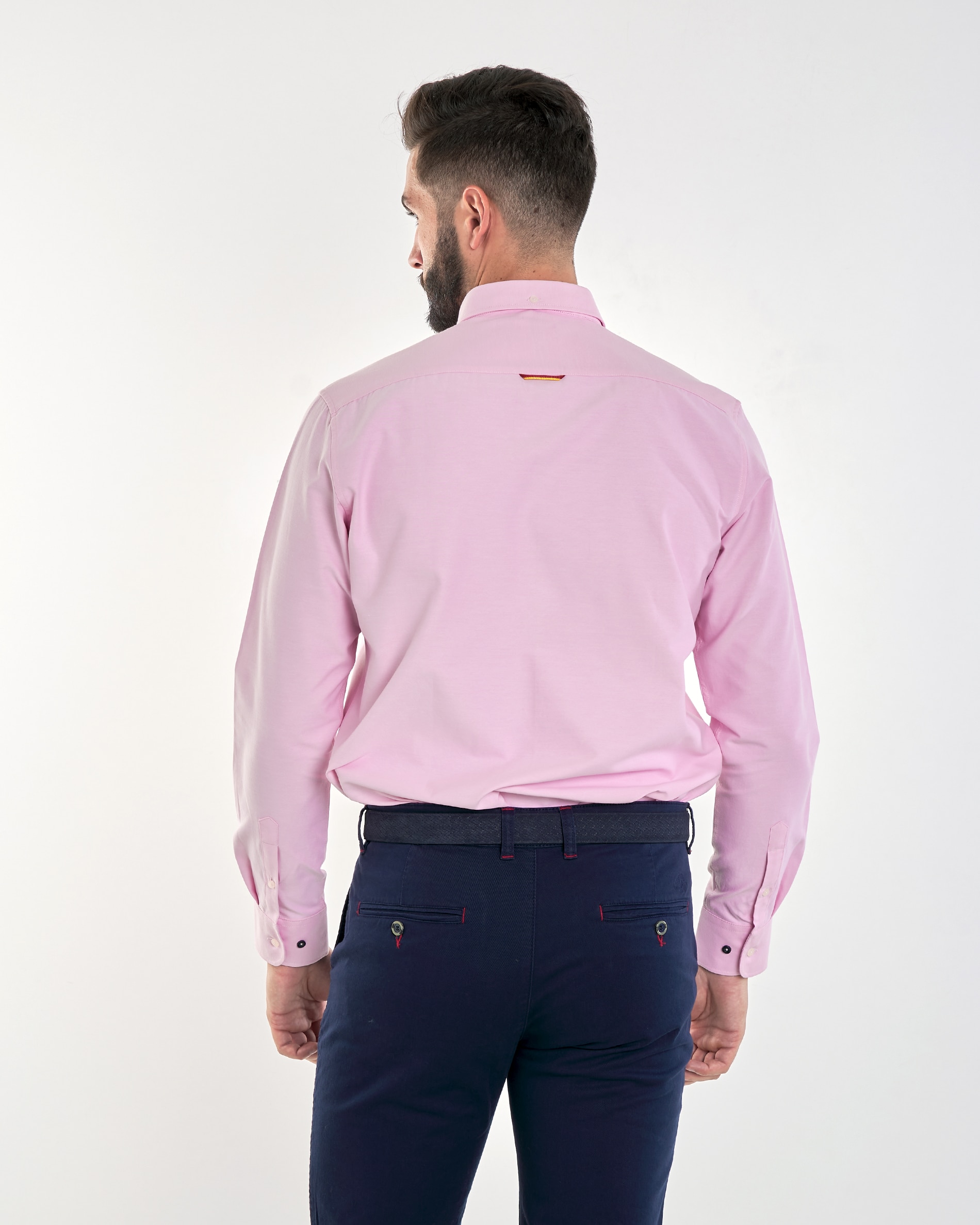 Camisa 8068 c/boton bandera oxf.liso - Spagnolo - Rosa claro Rosa claro-3