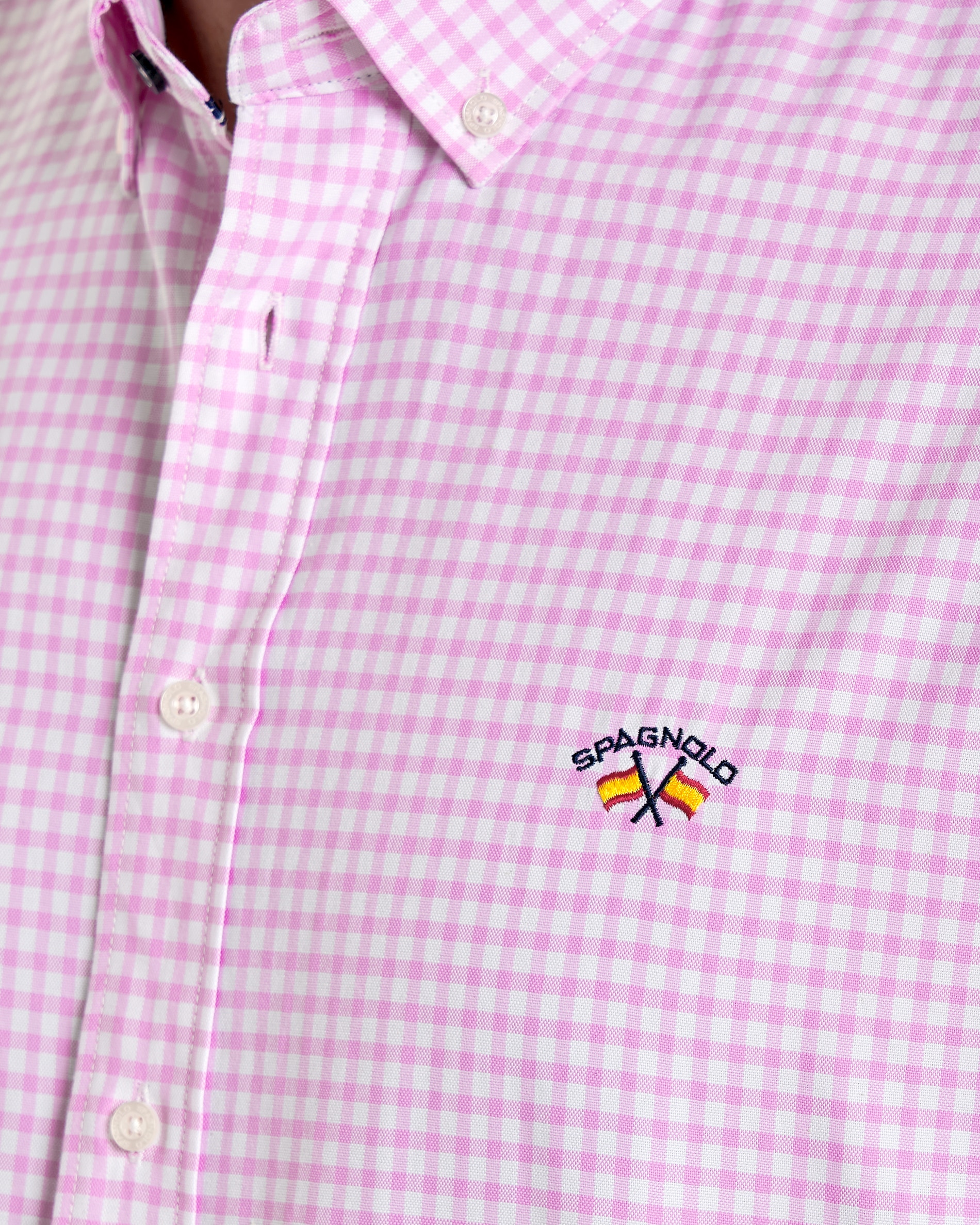 Camisa de hombre corte regular estampado cuadros vichy - Spagnolo - Rosa Rosa-2