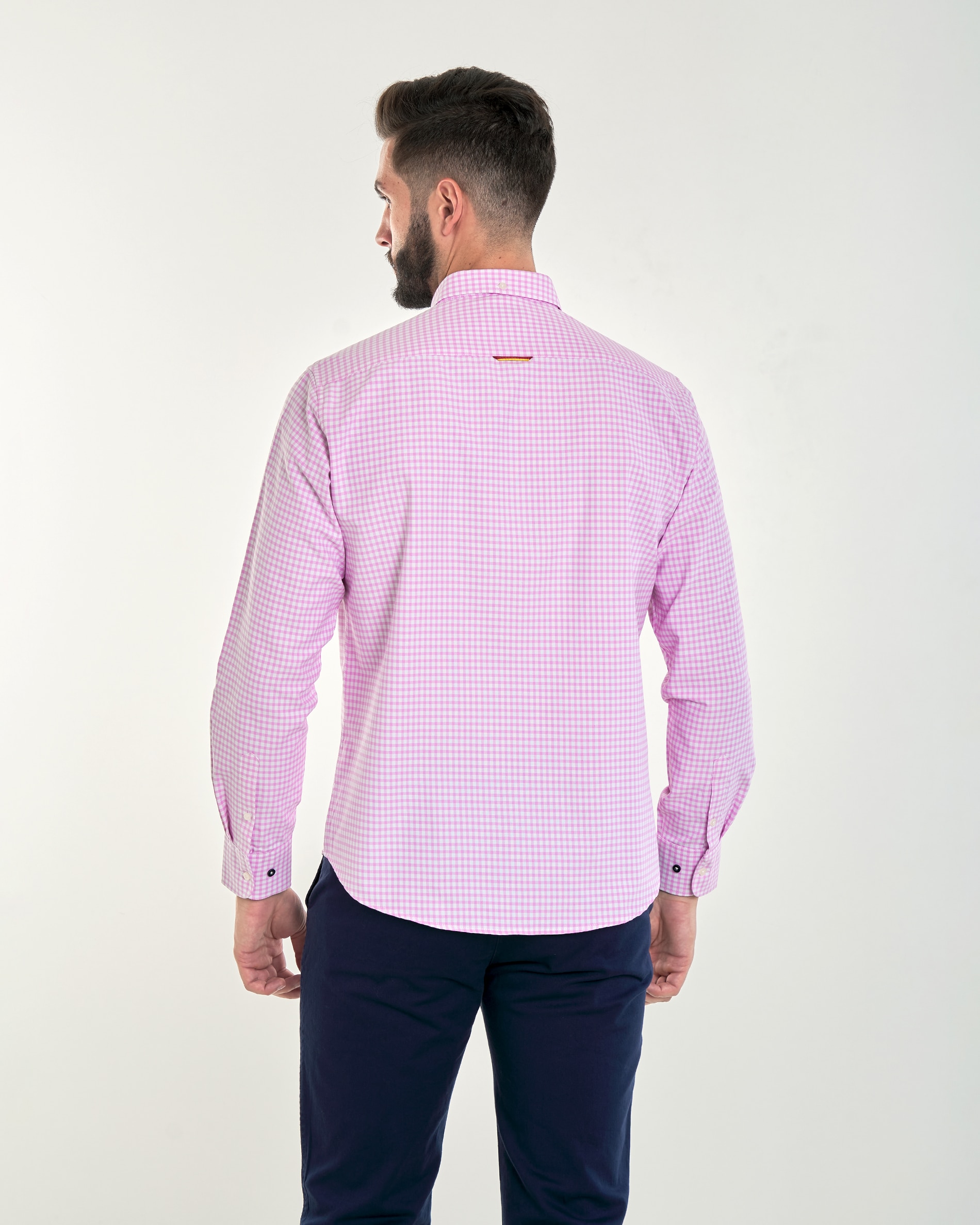 Camisa de hombre corte regular estampado cuadros vichy - Spagnolo - Rosa Rosa-3