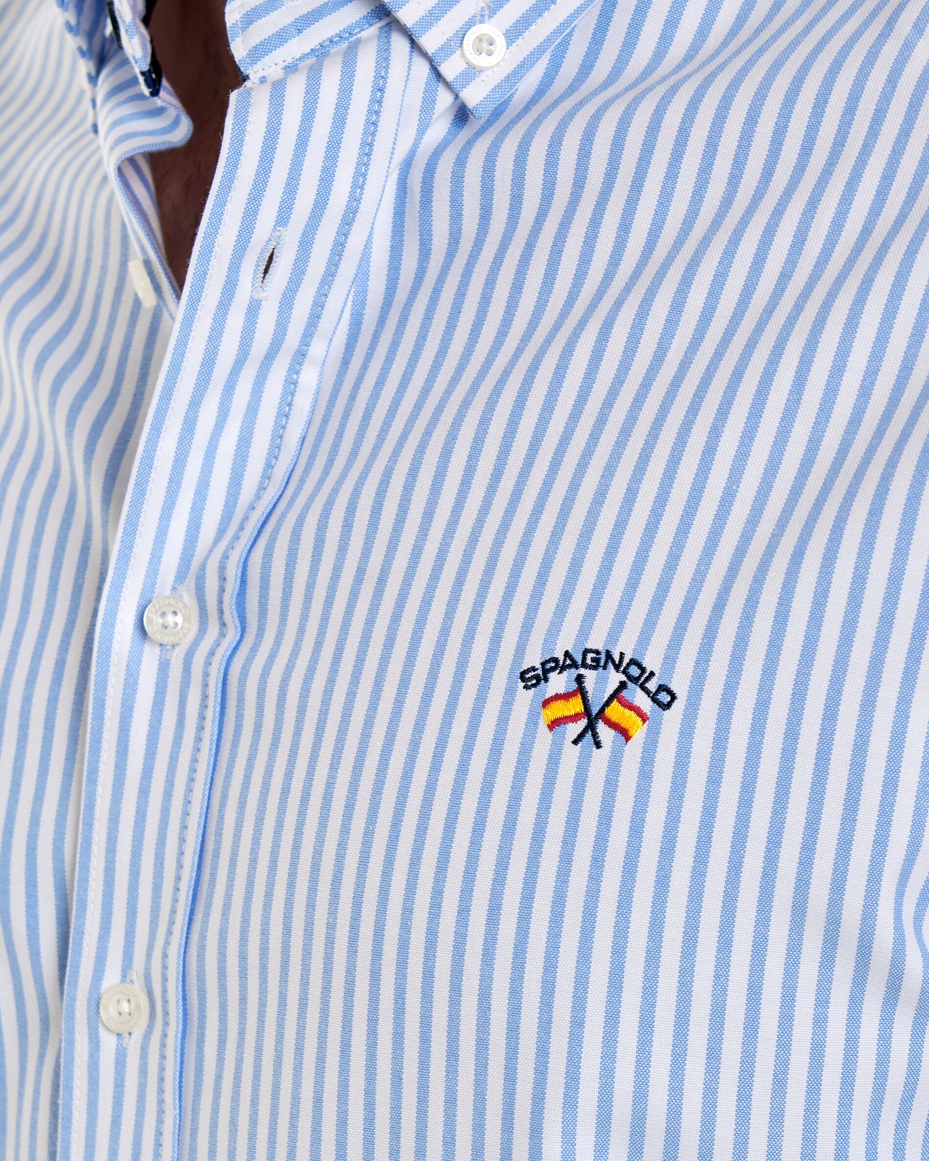 Camisa de hombre corte regular estampado rayas color - Spagnolo - Azul claro Azul claro-2