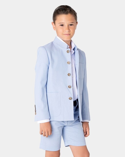 Imagen 0 de Americana de niño tejido lino con cuello mao