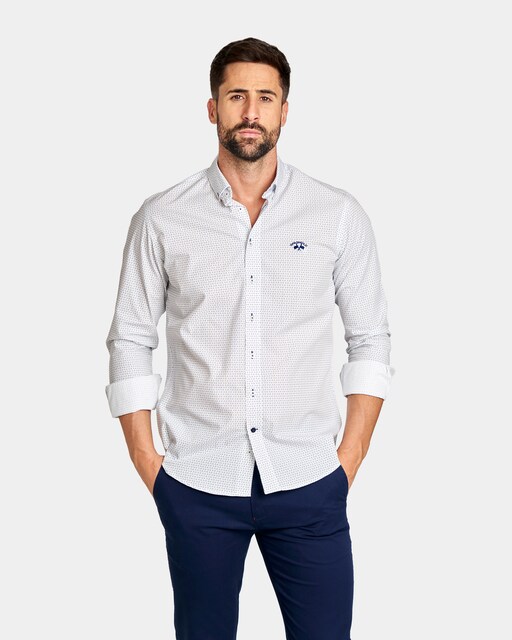 Imagen 0 de Camisa popelín de hombre slim estampado fantasía multicolor