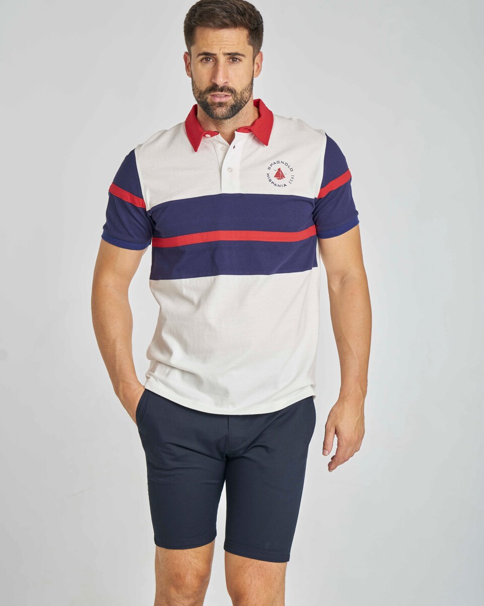 Polo piqué de hombre multicolor estilo náutico manga corta