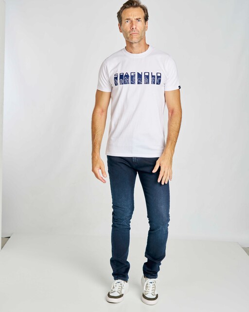 Imagen 0 de Camiseta de hombre color blanco logo Spagnolo estilo naútico de manga corta