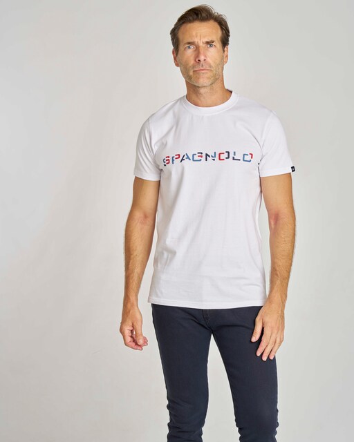 Imagen 0 de Camiseta de hombre color blanco logo cortes Spagnolo de manga corta