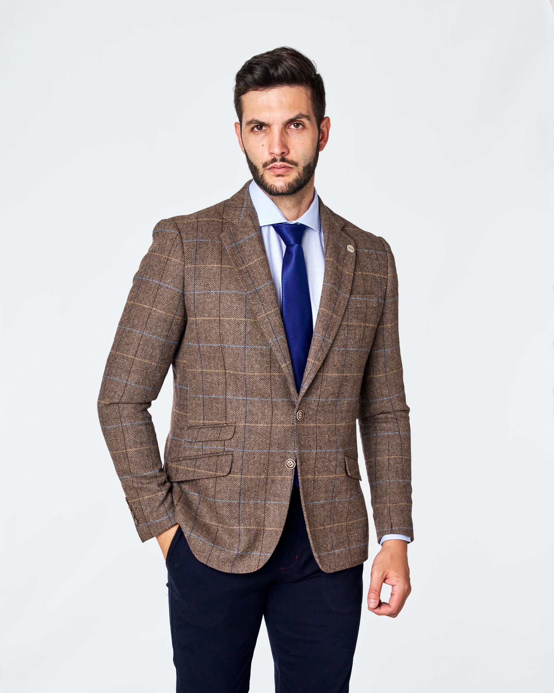 Americana de hombre slim de cuadros