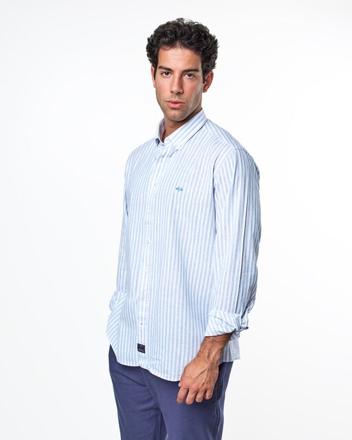 Imagen 0 de Camisa lino de hombre regular rayas