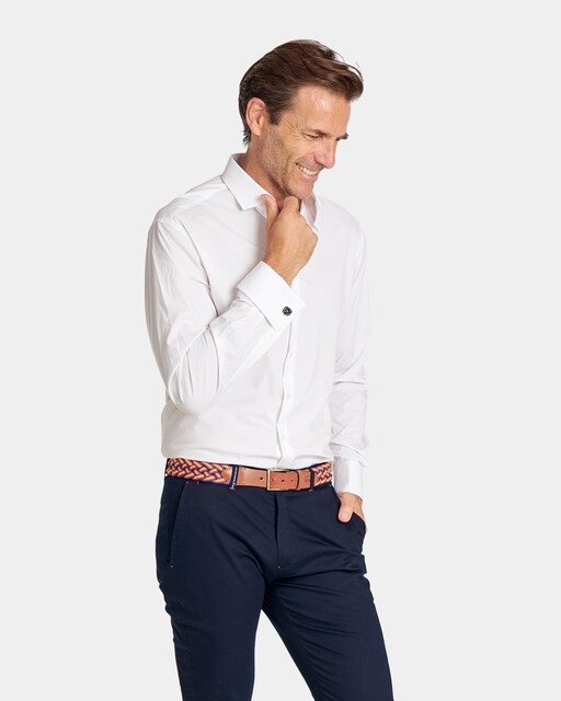 Imagen 0 de Camisa popelín de hombre regular liso blanco