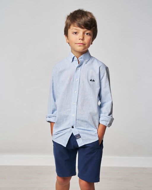 Imagen 0 de Camisa lino de niño constrastes de manga larga