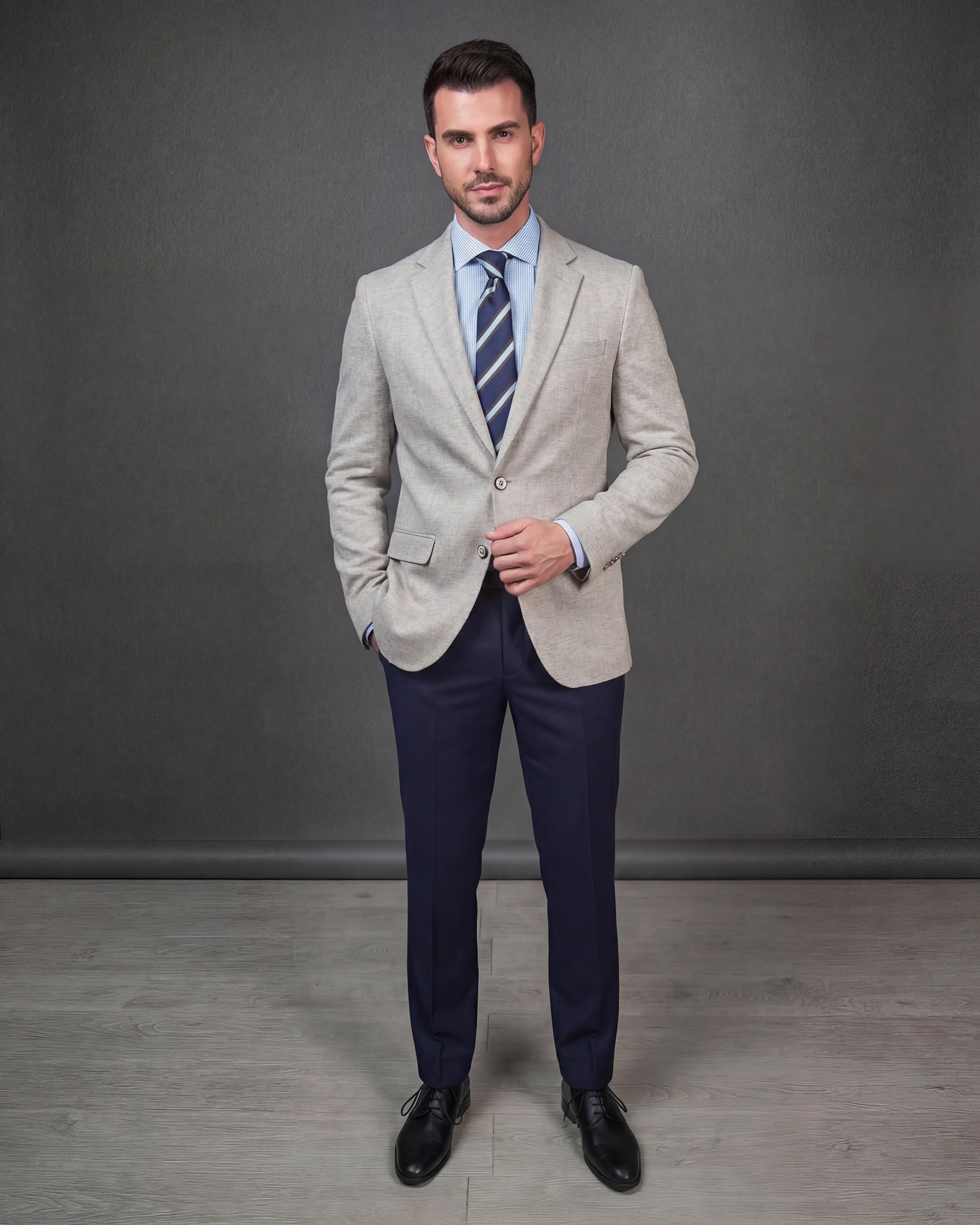 Americana de hombre de punto - Spagnolo - Beige Beige-3