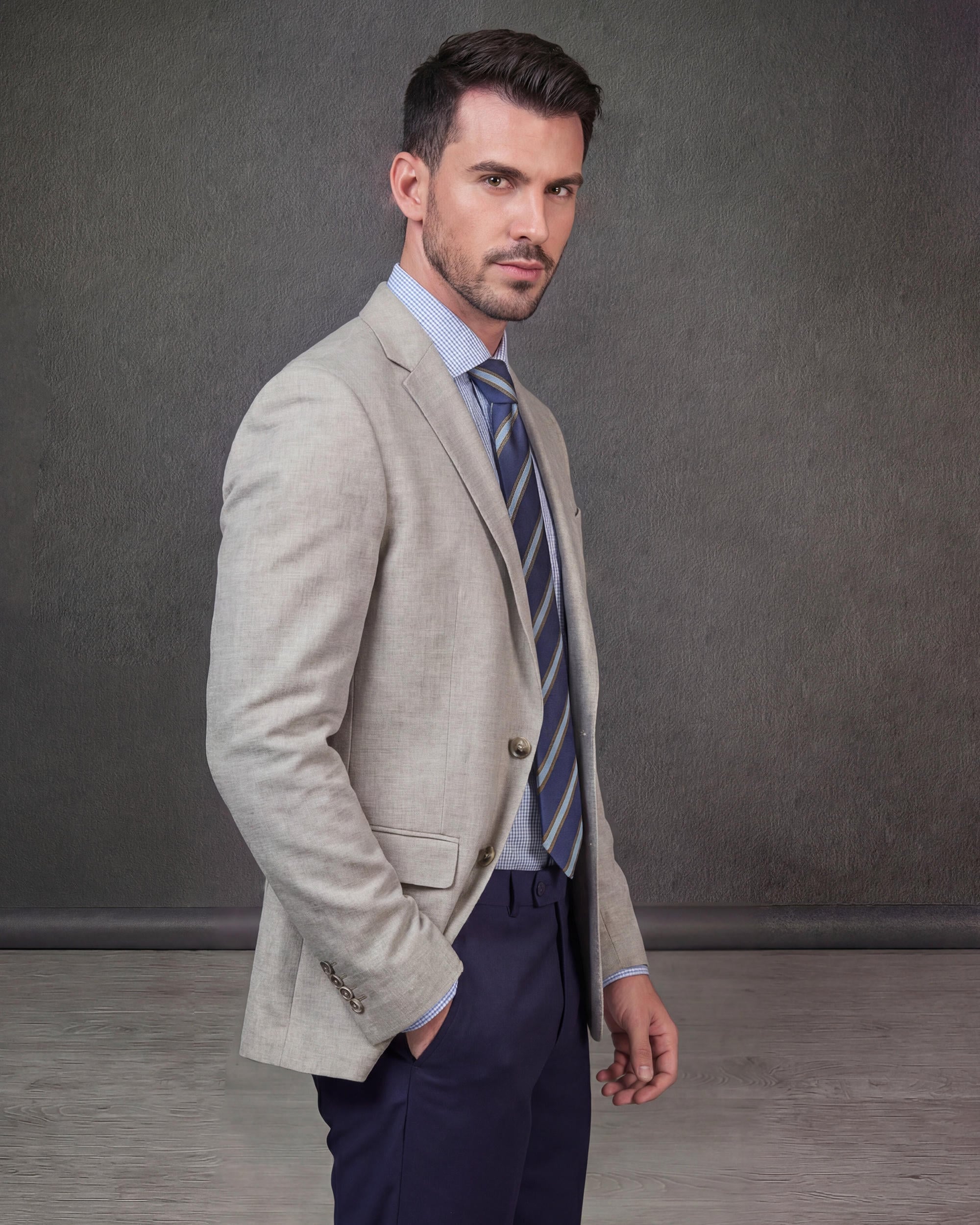 Americana de hombre de punto - Spagnolo - Beige Beige-4