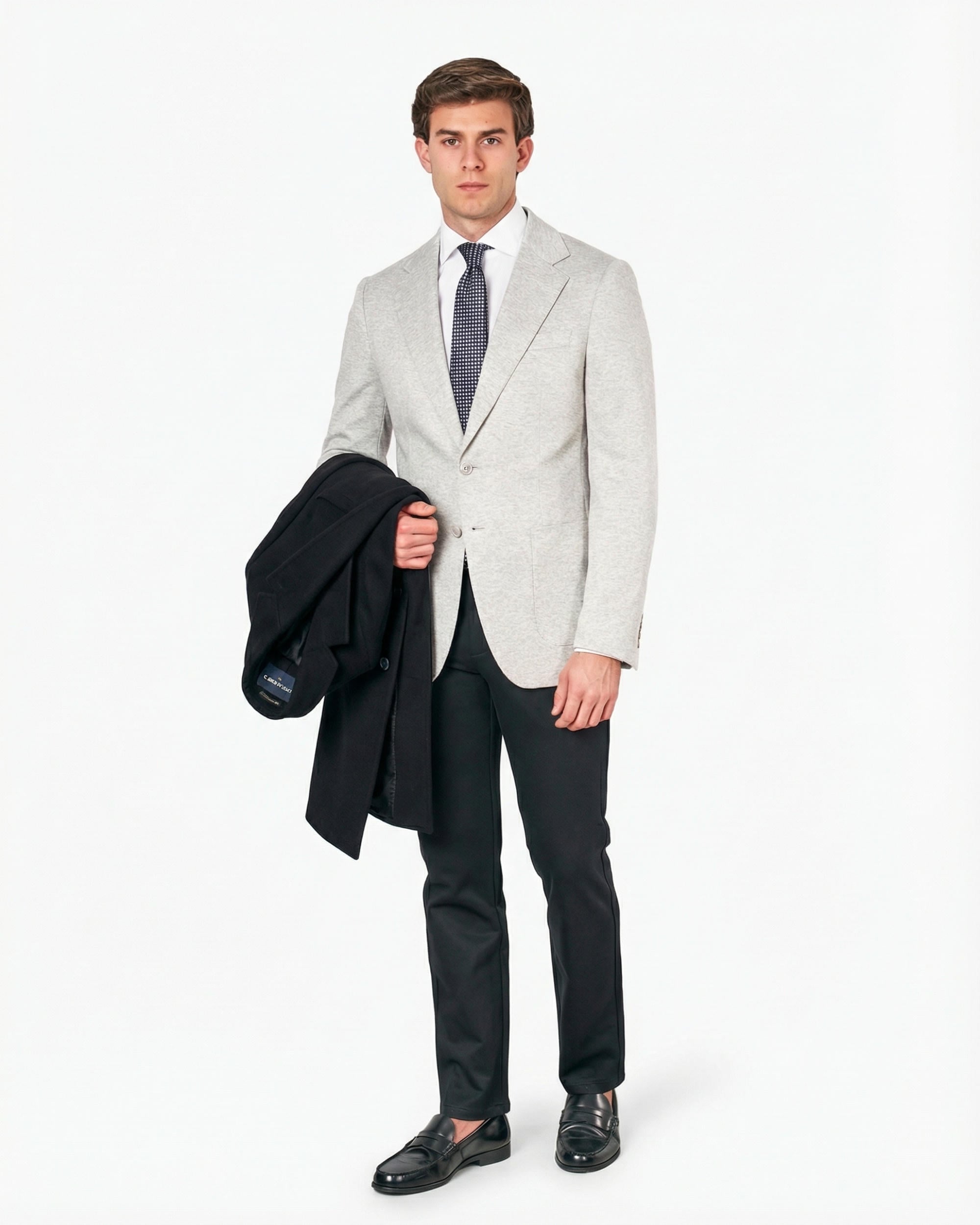 Americana de hombre de punto con bolsillos de parche - Spagnolo - Gris claro Gris claro-1