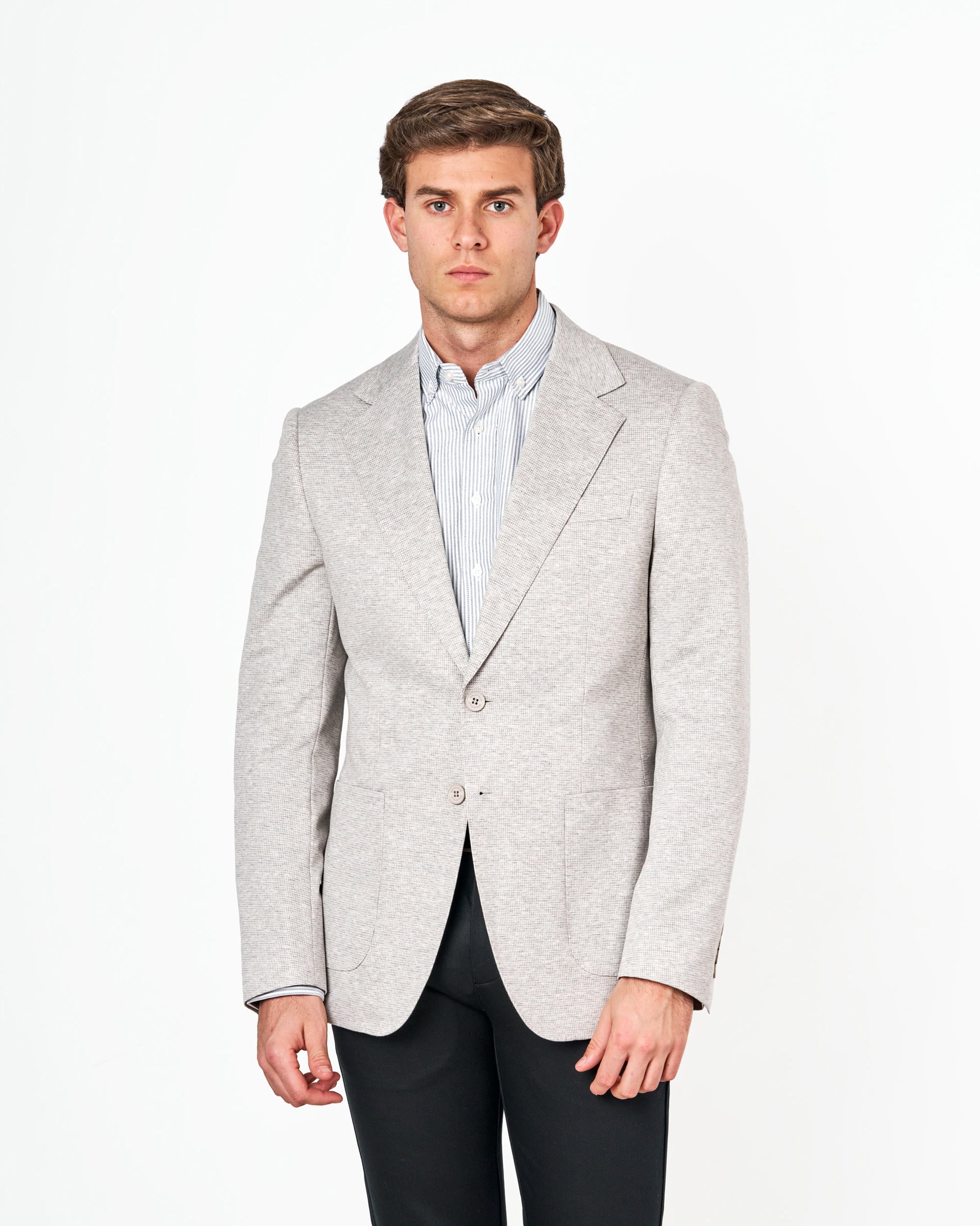 Americana de hombre de punto con bolsillos de parche - Spagnolo - Gris claro Gris claro-4
