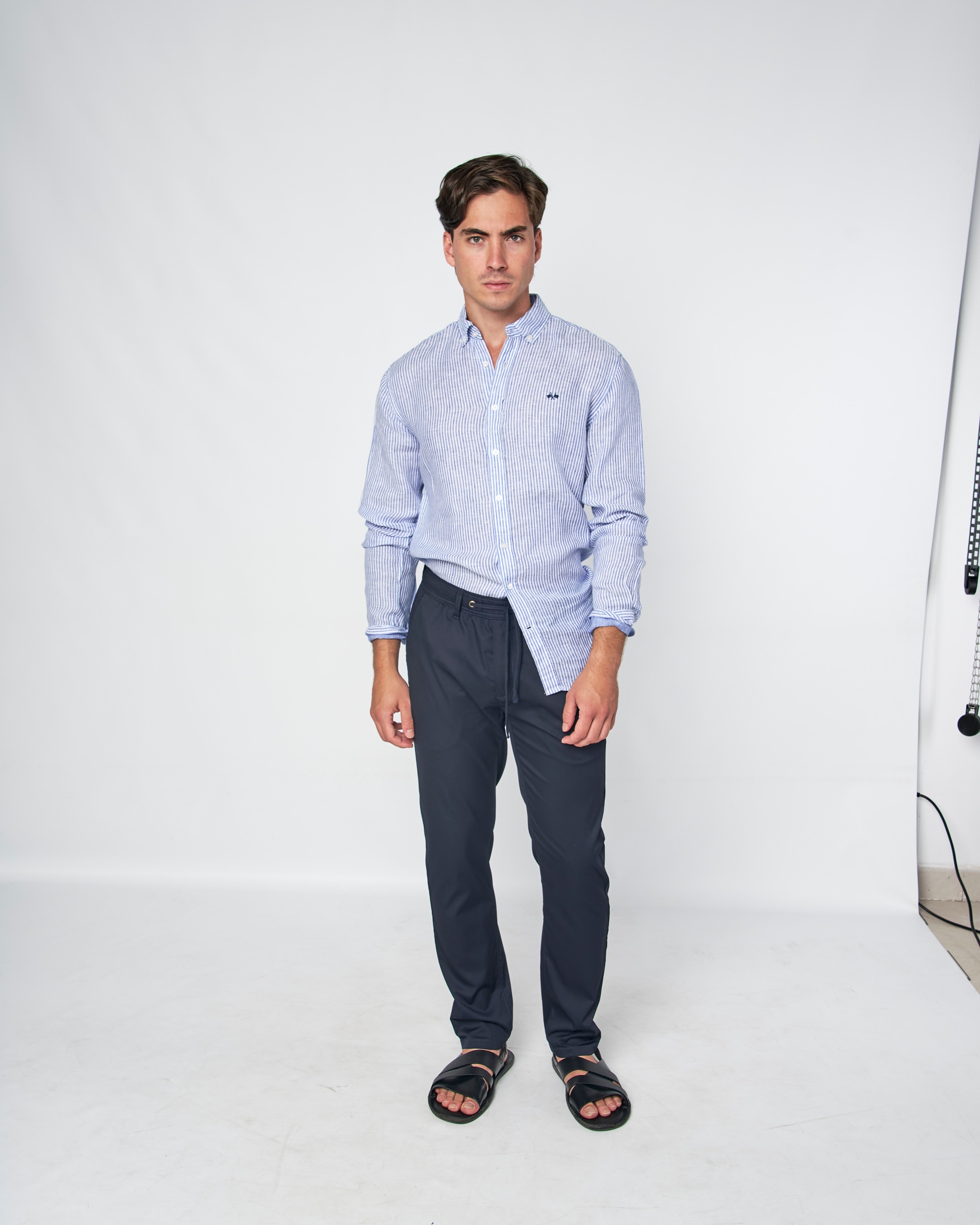 Camisa lino rayas - Spagnolo - Azul / Blanco Azul grisáceo-4
