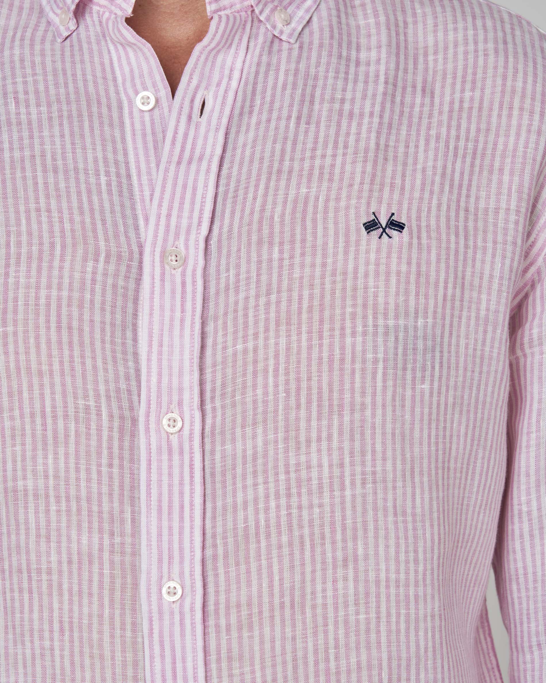 Camisa lino rayas - Spagnolo - Rosa claro Rosa claro-2