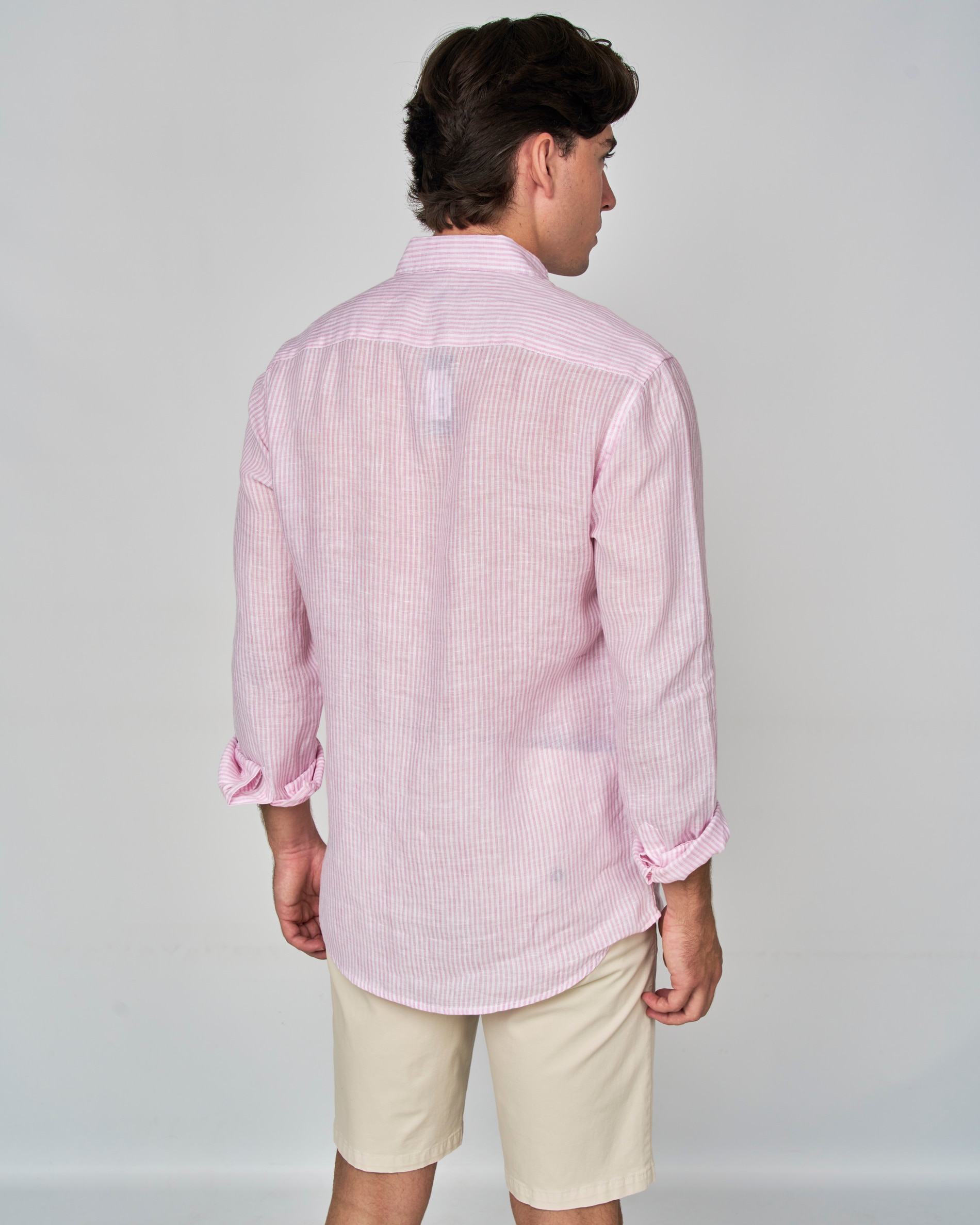 Camisa lino rayas - Spagnolo - Rosa claro Rosa claro-3