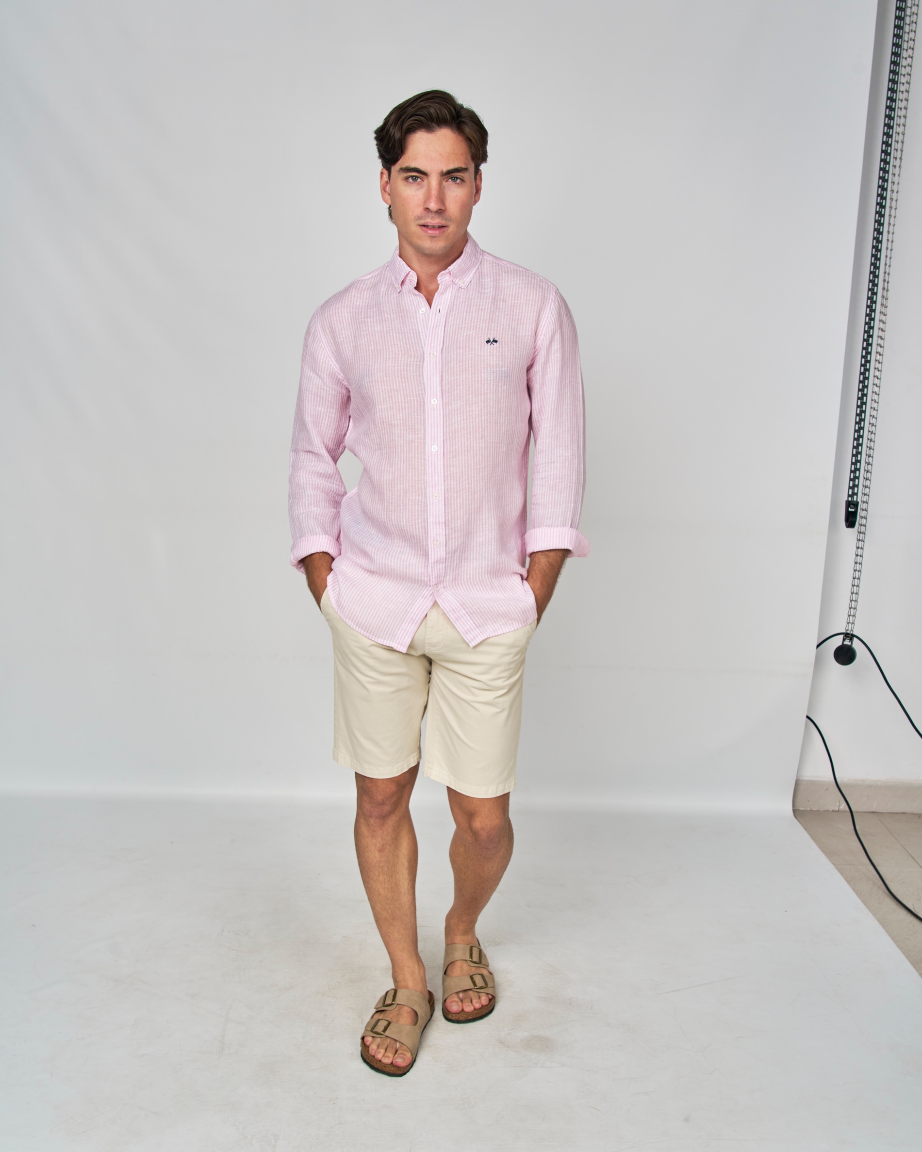 Camisa lino rayas - Spagnolo - Rosa claro Rosa claro-4