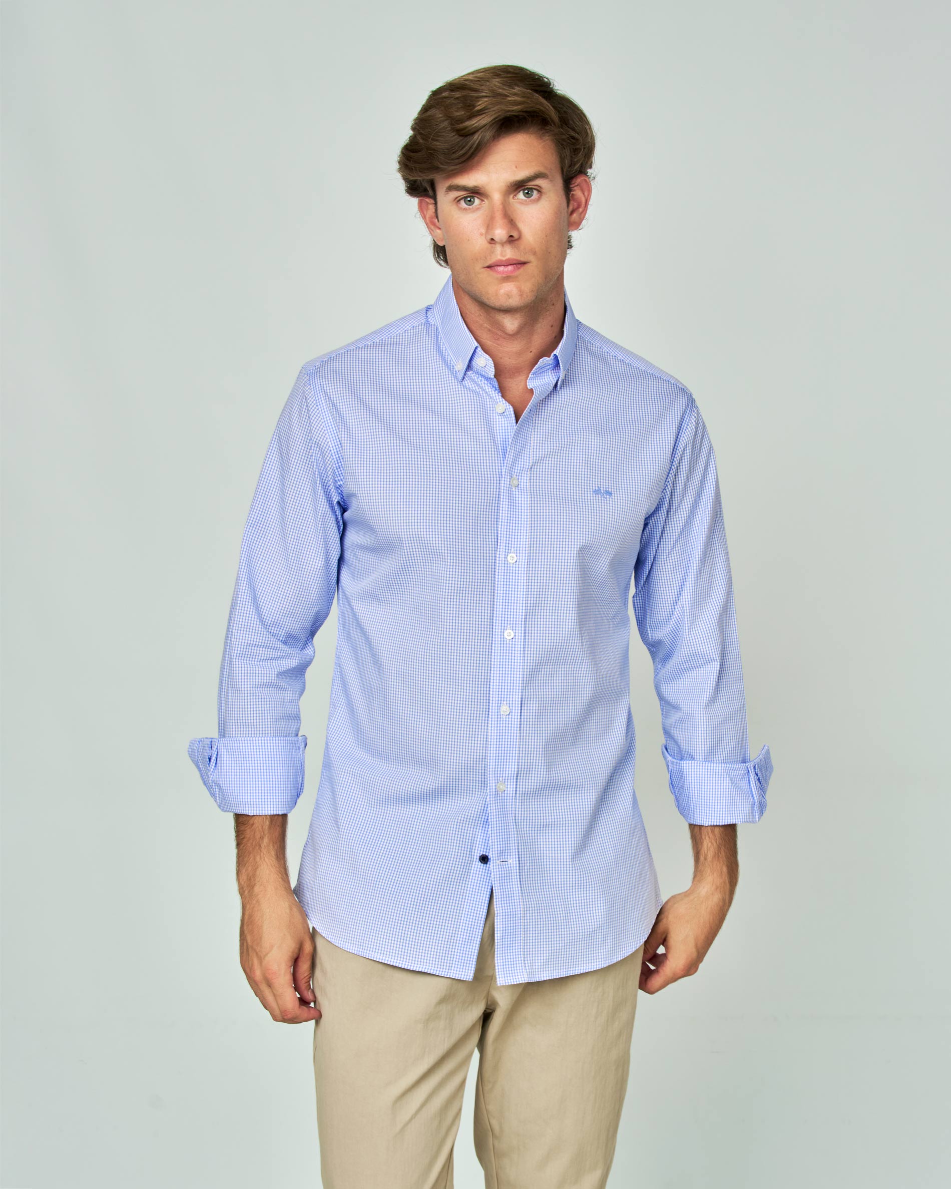 Imagen 0 de Camisa popelin cuadros Azul / Blanco