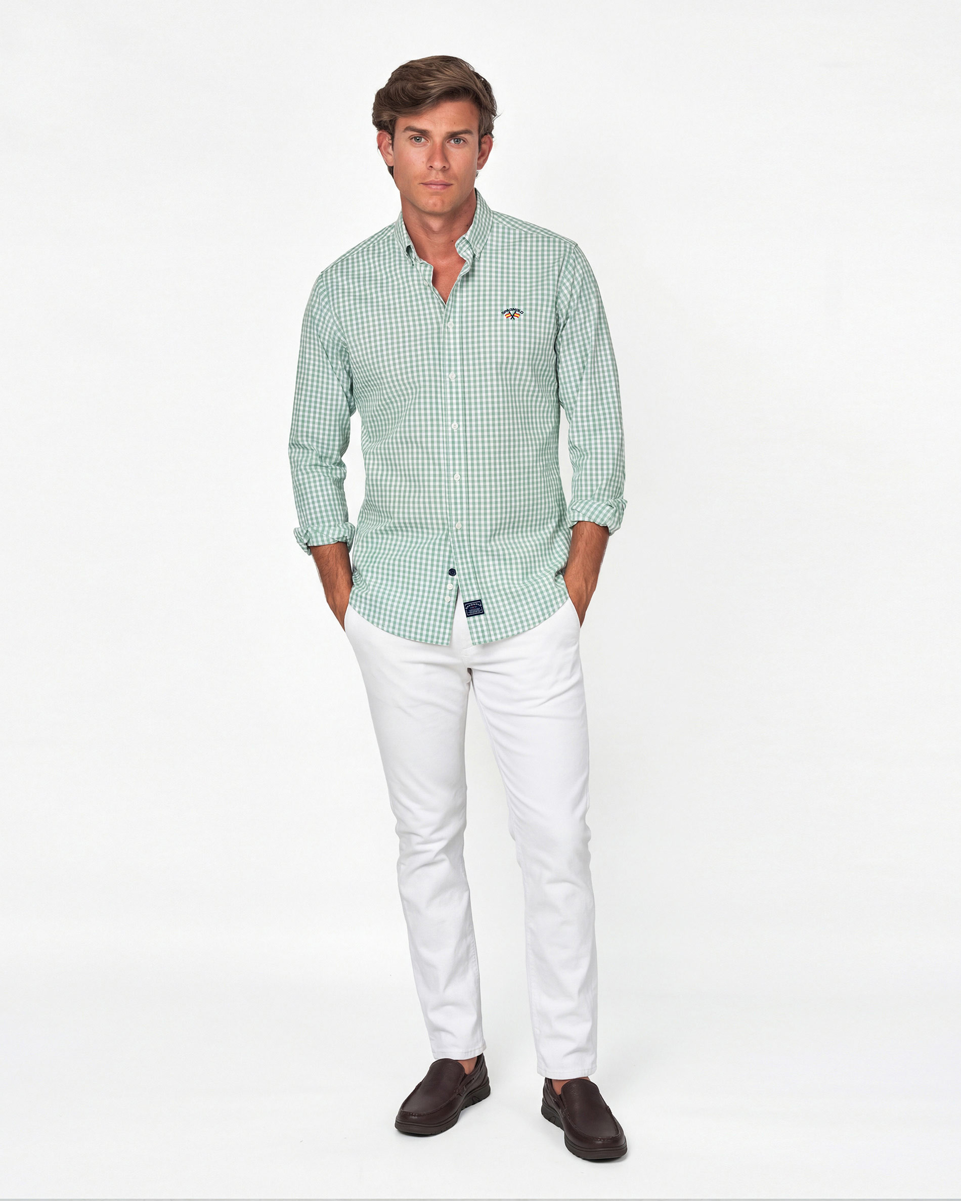 Camisa popelin cuadros - Spagnolo - Verde Agua Verde Agua-4