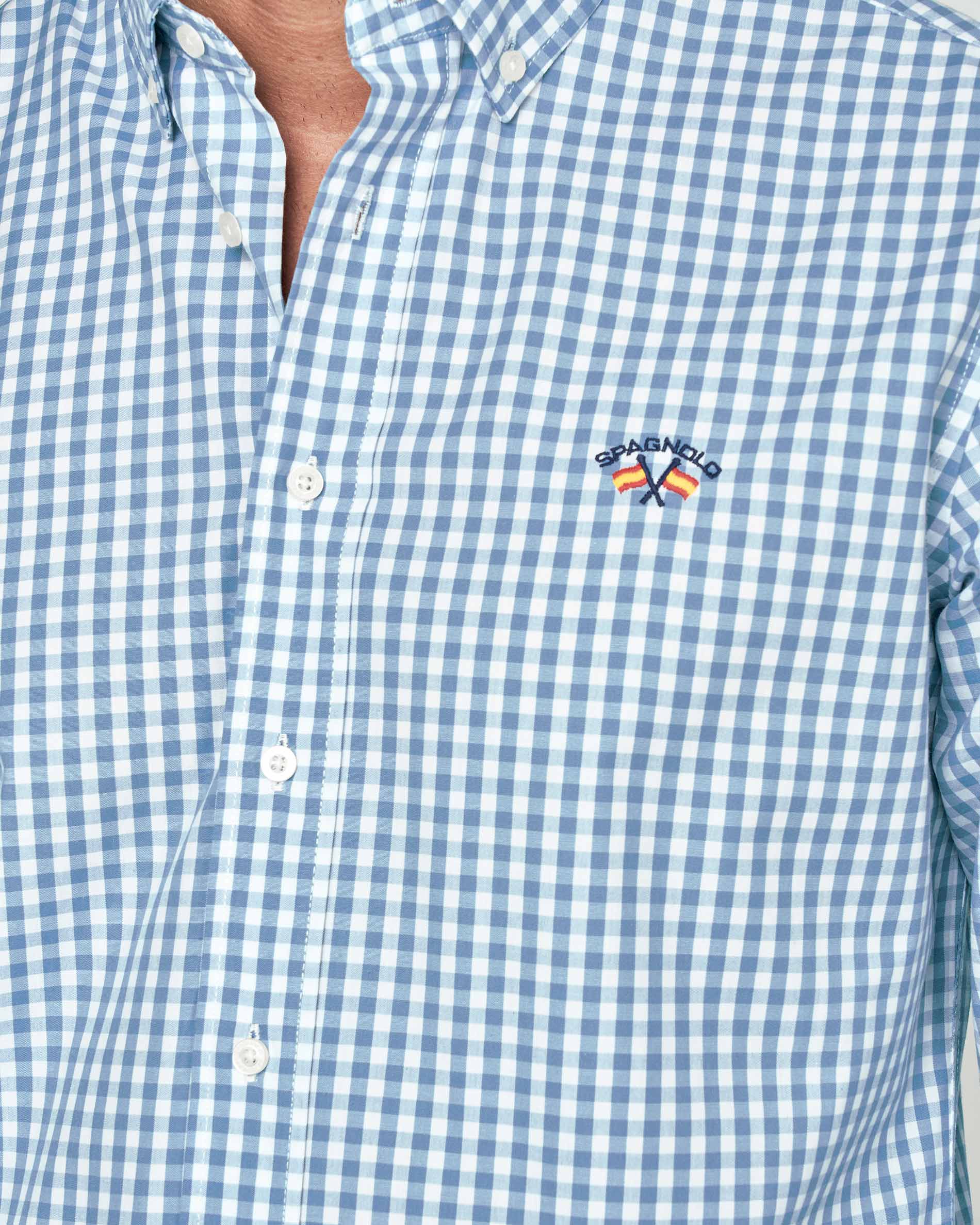Camisa popelin cuadros - Spagnolo - Azul claro Azul claro-2