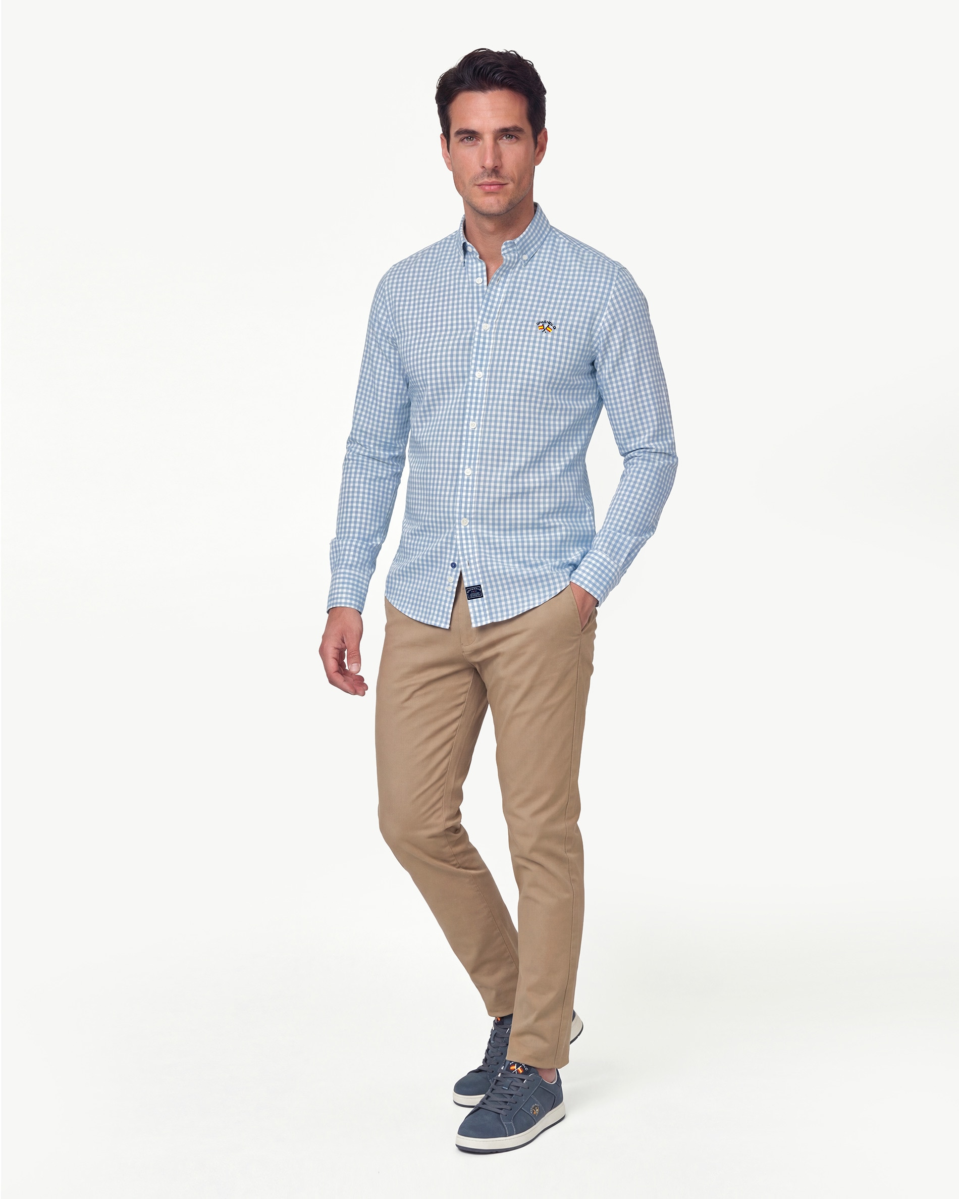 Camisa popelin cuadros - Spagnolo - Azul claro Azul claro-4