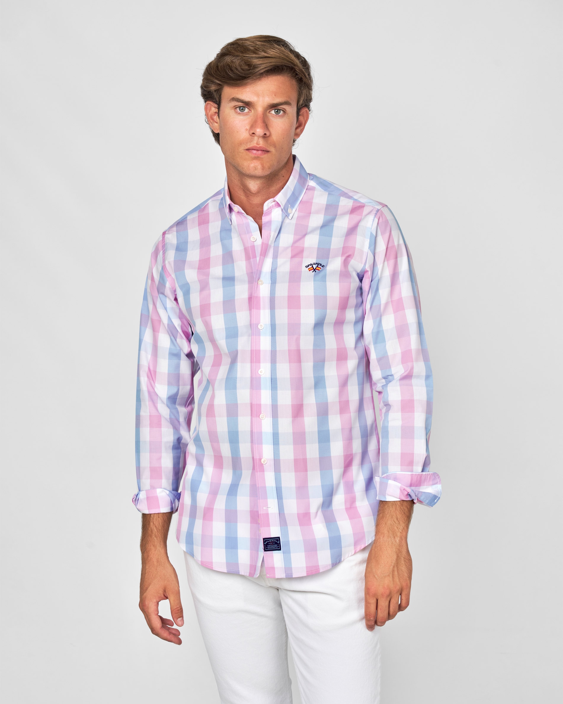 Imagen 0 de Camisa  popelin cuadros Rosa