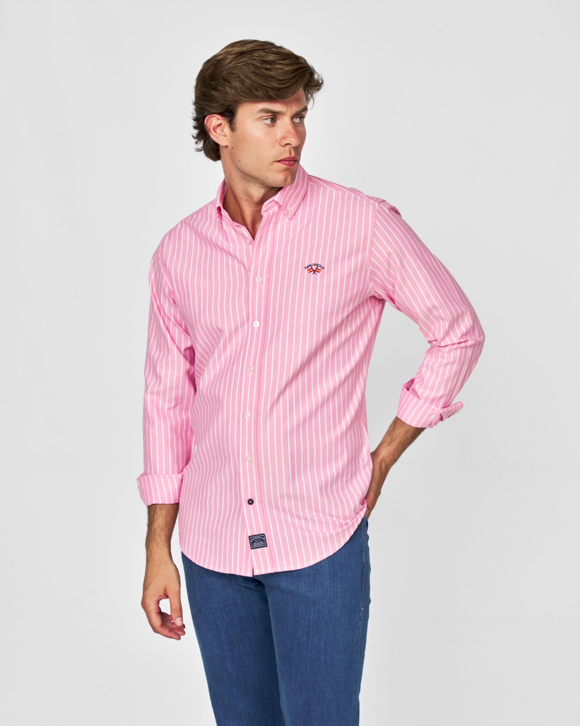 Imagen 0 de Camisa oxford rayas Rosa claro