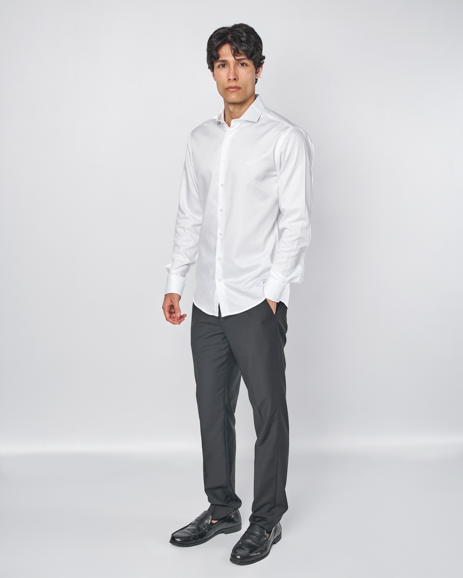 Camisa vestir dobby - Spagnolo - Blanco Blanco-3