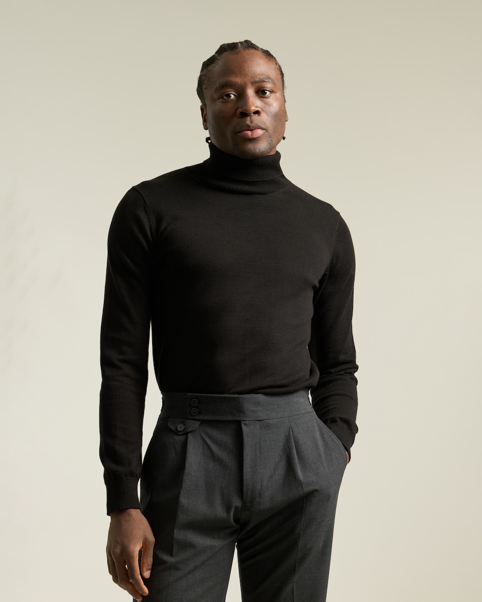 Outfits Con Cuello De Tortuga Negro Hombre Cuello Tortuga Camisa