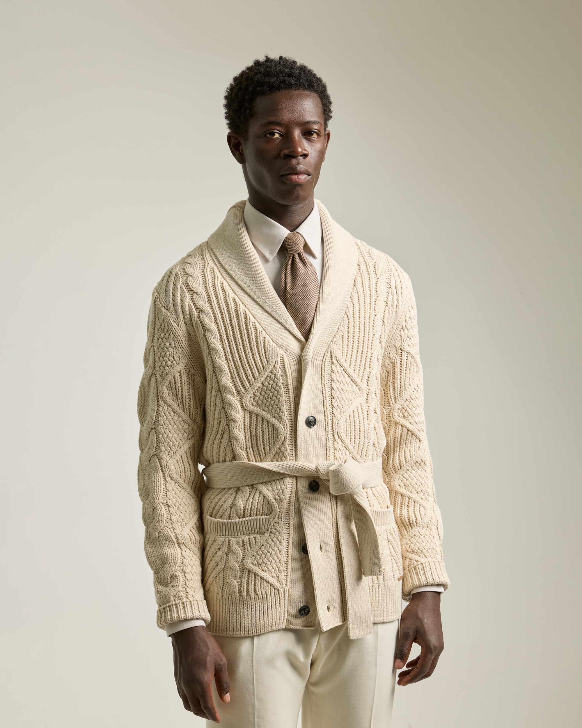 Cárdigan de hombre Jacquard marfil