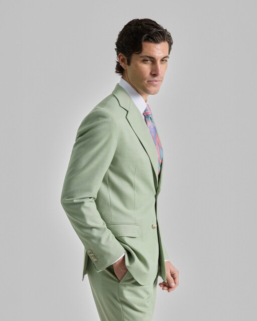 Imagen 0 de Americana de hombre efecto lino slim verde