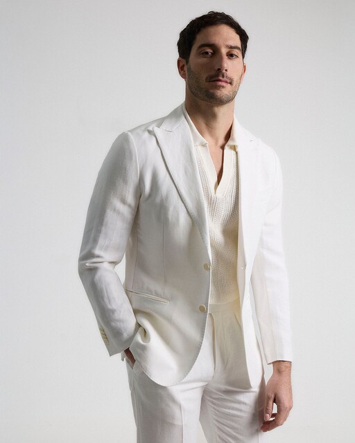 Imagen 0 de Americana de hombre efecto lino slim blanca