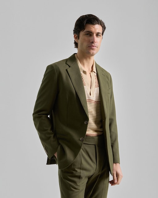 Imagen 0 de Americana de hombre efecto lino slim verde kaki