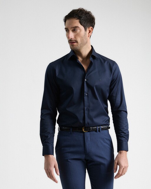 Imagen 0 de Camisa vestir de hombre de popelin azul marino regular fit