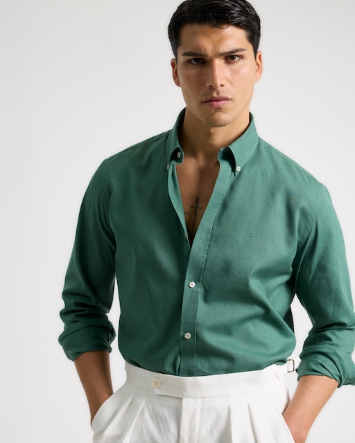 Imagen 0 de Camisa de hombre efecto lino custom fit
