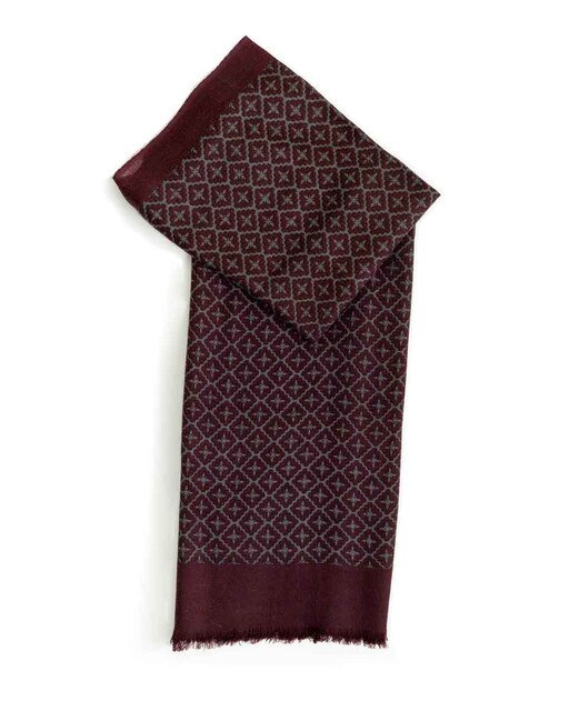 Imagen 0 de Foulard de hombre de lana estampado geométrico burdeos