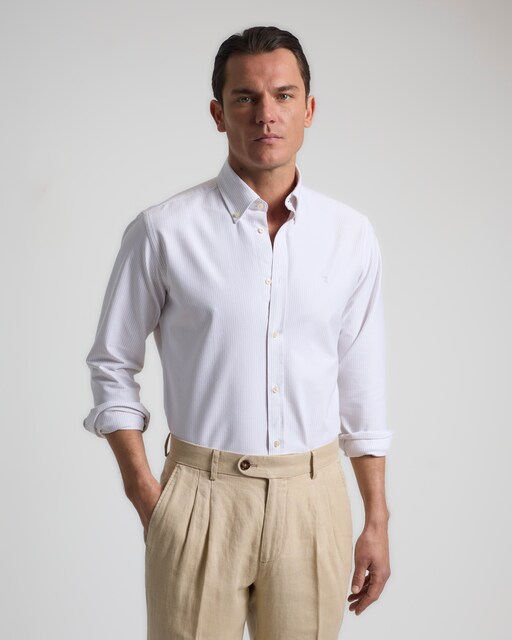 Imagen 0 de Camisa de rayas casual oxford de hombre custom fit