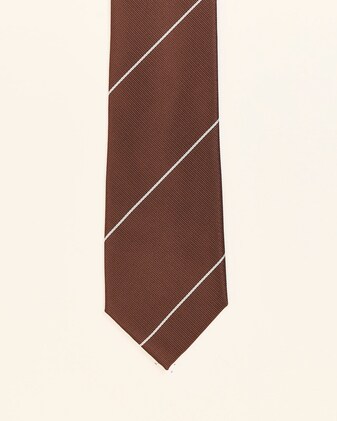 TigerTie - Corbata Verde Cal, Turquesa, Marrón, Amarillo, Blanco A Rayas - Estilo Clásico