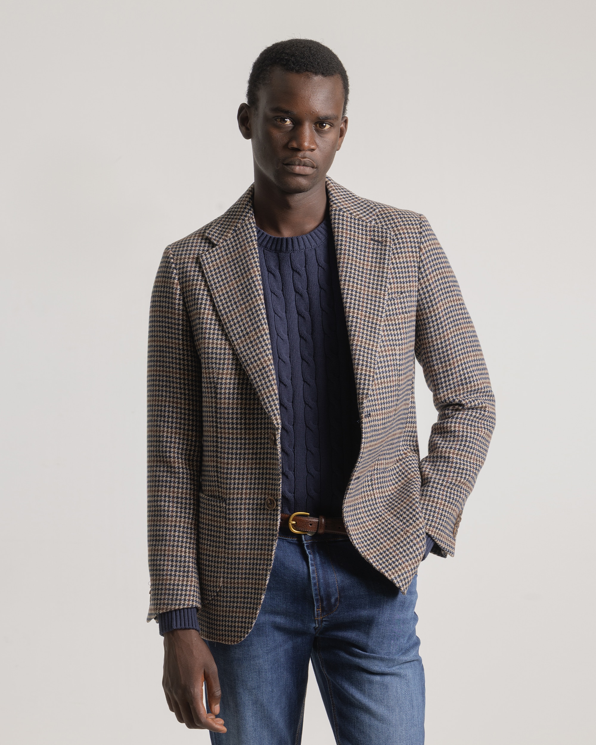 Americana de hombre pata de gallo slim fit tostado
