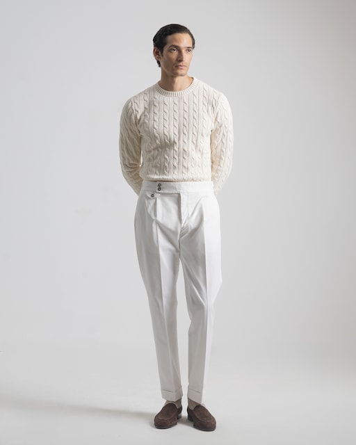 Imagen 0 de Pantalón de hombre cintura desplazada slim fit blanco